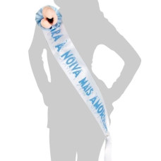 FAIXA BRANCA "PARA A NOIVA MAIS AMOROSA" COM ALFINETE PÉNIS FAIXA BRANCA "PARA A NOIVA MAIS AMOROSA" COM ALFINETE PÉNIS