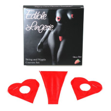 TANGA E TAPA MAMILOS COMESTÍVEIS COM SABOR A MORANGO