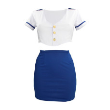 FANTASIA DE HOSPEDEIRA BRANCA E AZUL S-LINE