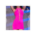 MINI VESTIDO CR-4397 ROSA NEON