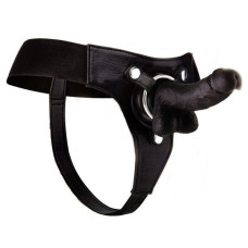 STRAP-ON REALISTA DE COURO OUCH 7 POLEGADAS PRETO