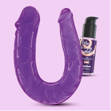DEEP DIVER DILDO DUPLO COM LUBRIFICANTE ANAL 50ML CRUSHIOUS ROXO
