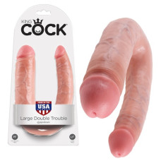 DILDO DUPLO REALÍSTICO LARGE DOUBLE TROUBLE KING COCK BRANCO