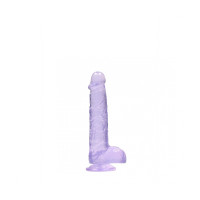 DILDO REALISTA COM TESTÍCULOS CRYSTAL CLEAR 6 /15 CM ROXO REALROCK