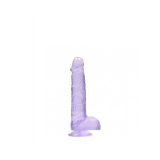 DILDO REALISTA COM TESTÍCULOS CRYSTAL CLEAR 6 /15 CM ROXO REALROCK
