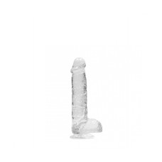 DILDO REALISTA COM TESTÍCULOS CRYSTAL CLEAR 6 /15 CM TRANSPARENTE REALROCK