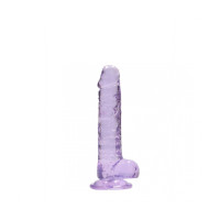 DILDO REALISTA COM TESTÍCULOS CRYSTAL CLEAR 7 /17 CM ROXO REALROCK