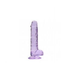 DILDO REALISTA COM TESTÍCULOS CRYSTAL CLEAR 7 /17 CM ROXO REALROCK