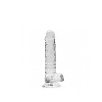 DILDO REALISTA COM TESTÍCULOS CRYSTAL CLEAR 7 /17 CM TRANSPARENTE REALROCK