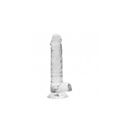 DILDO REALISTA COM TESTÍCULOS CRYSTAL CLEAR 7 /17 CM TRANSPARENTE REALROCK