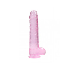 DILDO REALISTA COM TESTÍCULOS CRYSTAL CLEAR 9 /22 CM ROSA REALROCK