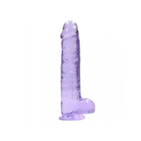 DILDO REALISTA COM TESTÍCULOS CRYSTAL CLEAR 9 /22 CM ROXO REALROCK