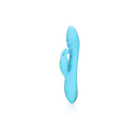VIBRADOR RIBBED ULTRA SOFT SILICONE RABBIT GLACIAL BLUE LOVELINE