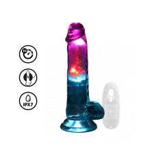 VIBRADOR COM LED E COMANDO LED VIBRATING STRAIGHT COCK WITH BALLS 7 /18 CM REALROCK